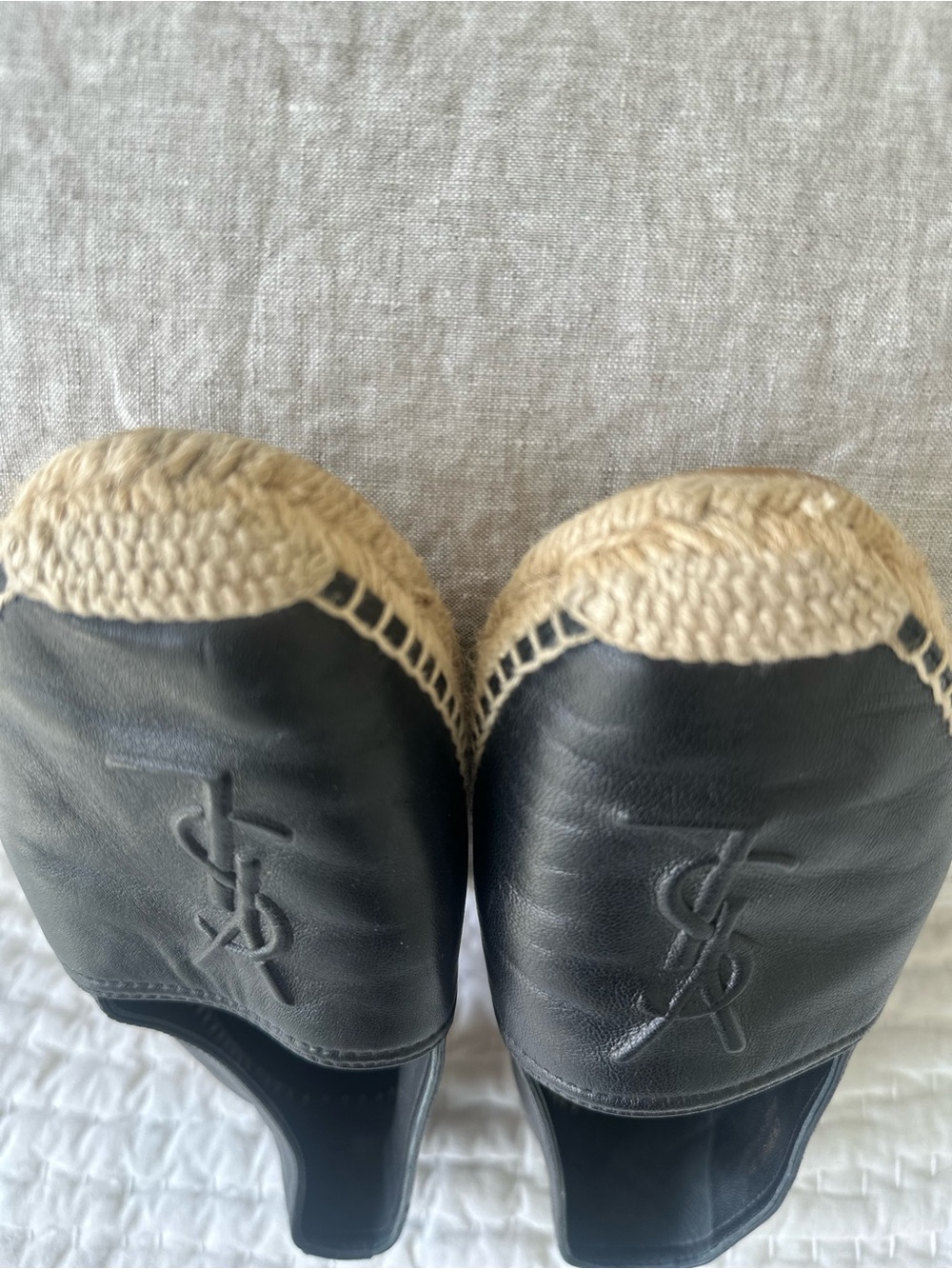 Saint Laurent Black Leather Logo Espadrille Slip-Ons - Picture 4 of 4